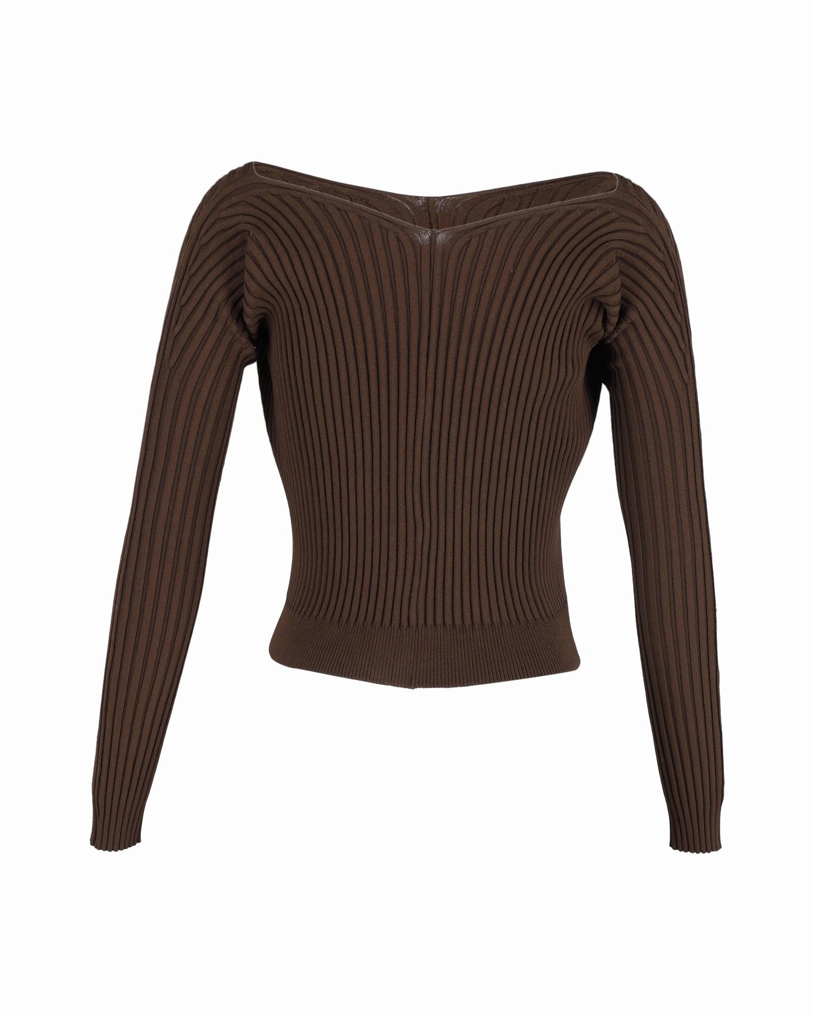 Jacquemus La Maille Pral Longue Logo Cardigan in Brown Polyester