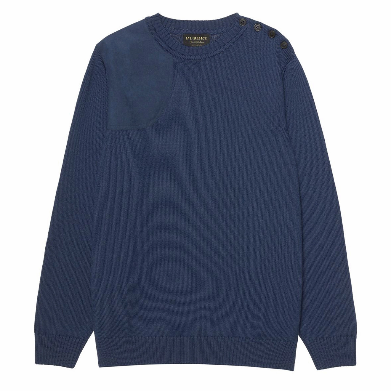 James Purdey Merino Button Crew Neck Sweater Navy mens sweaters cheap