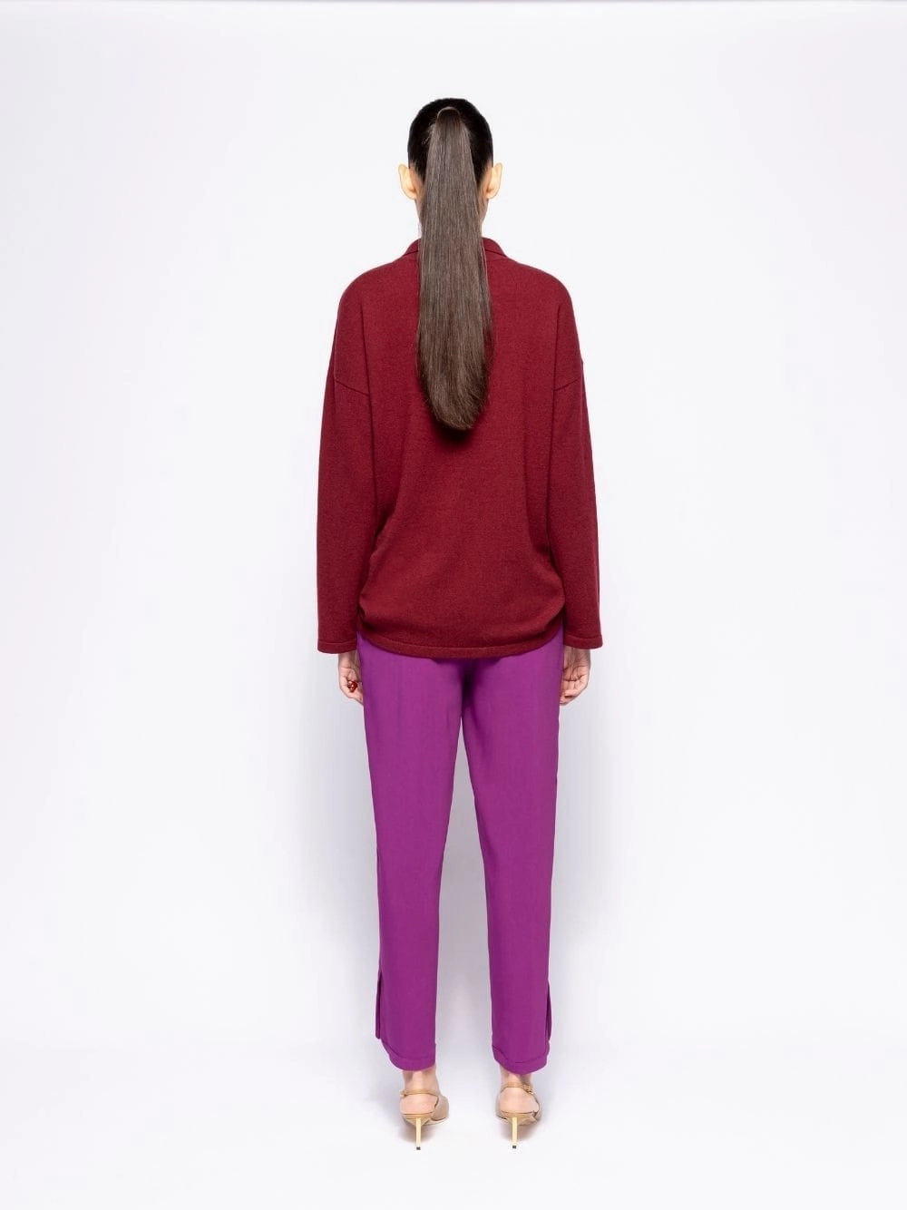 Jane Cabernet Knitted V-Neck Top