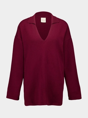Jane Cabernet Knitted V-Neck Top Knitwear Womens - women's knitwear cheap