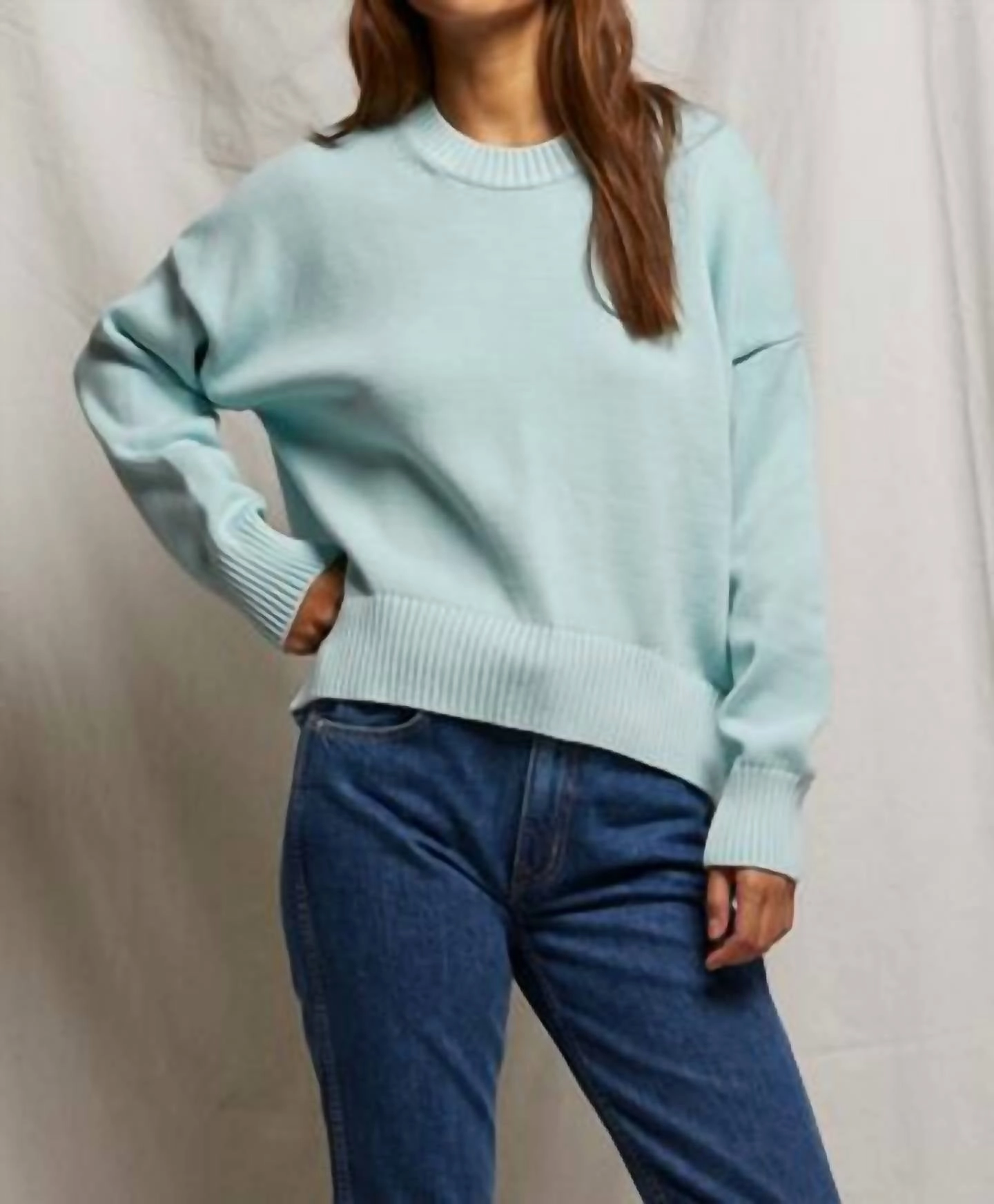 Janet Sweater In Iced Aqua Tops Womens - puff-sleeve tops