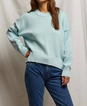 Janet Sweater In Iced Aqua Tops Womens - puff-sleeve tops