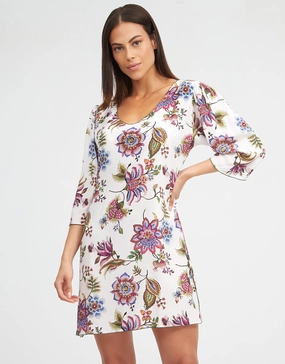 Jasmine Beach Dress - White Floral Swim Womens - bikinis clearance