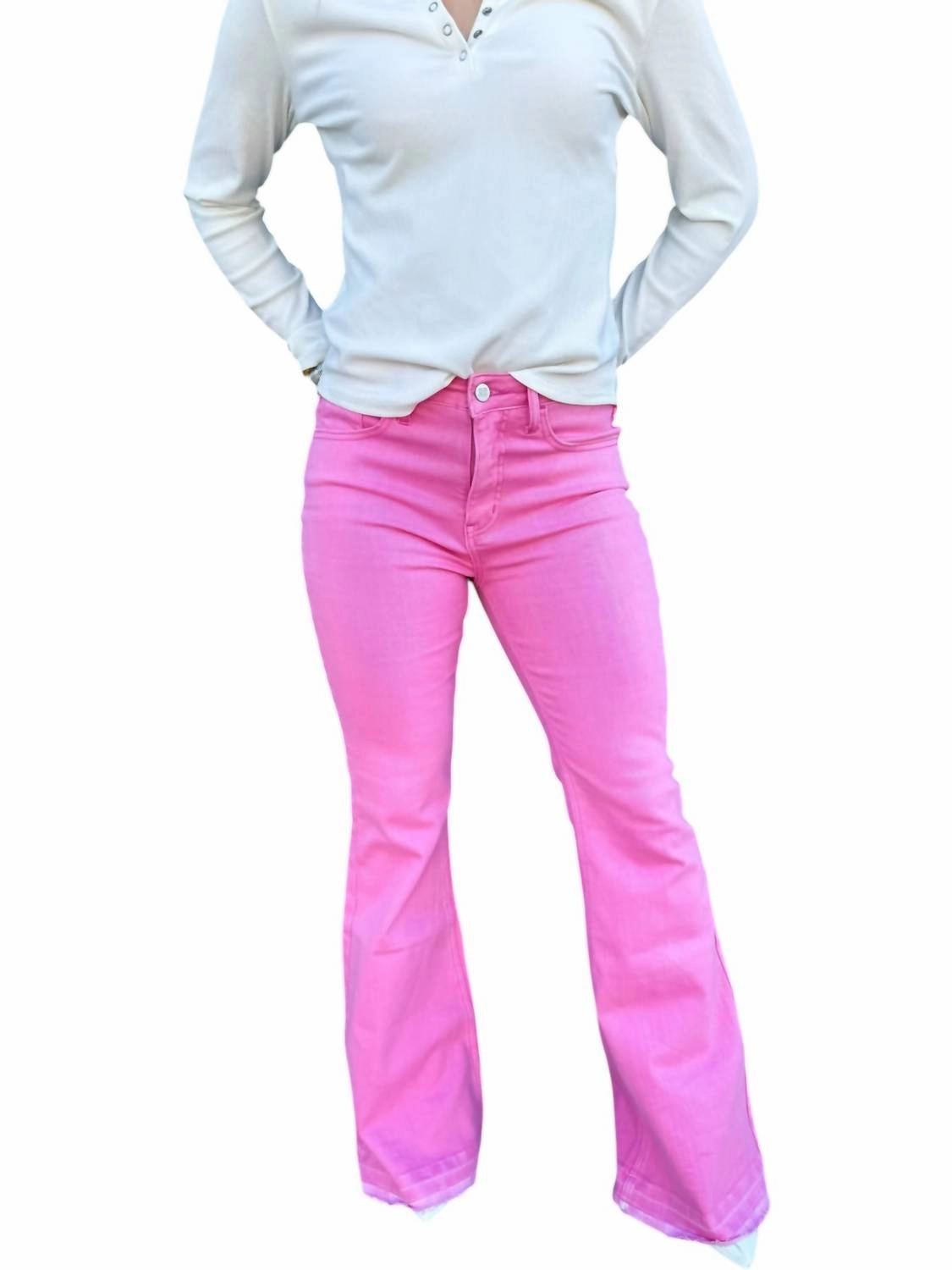 Jayde Tummy Control Jeans In Pink womens sweatpants cheap