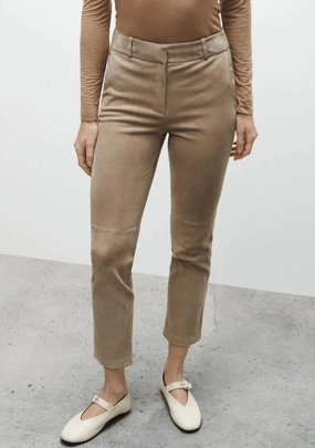 Jen Suede Slim Fit Pant In Grey Taupe womens tailored trousers deal