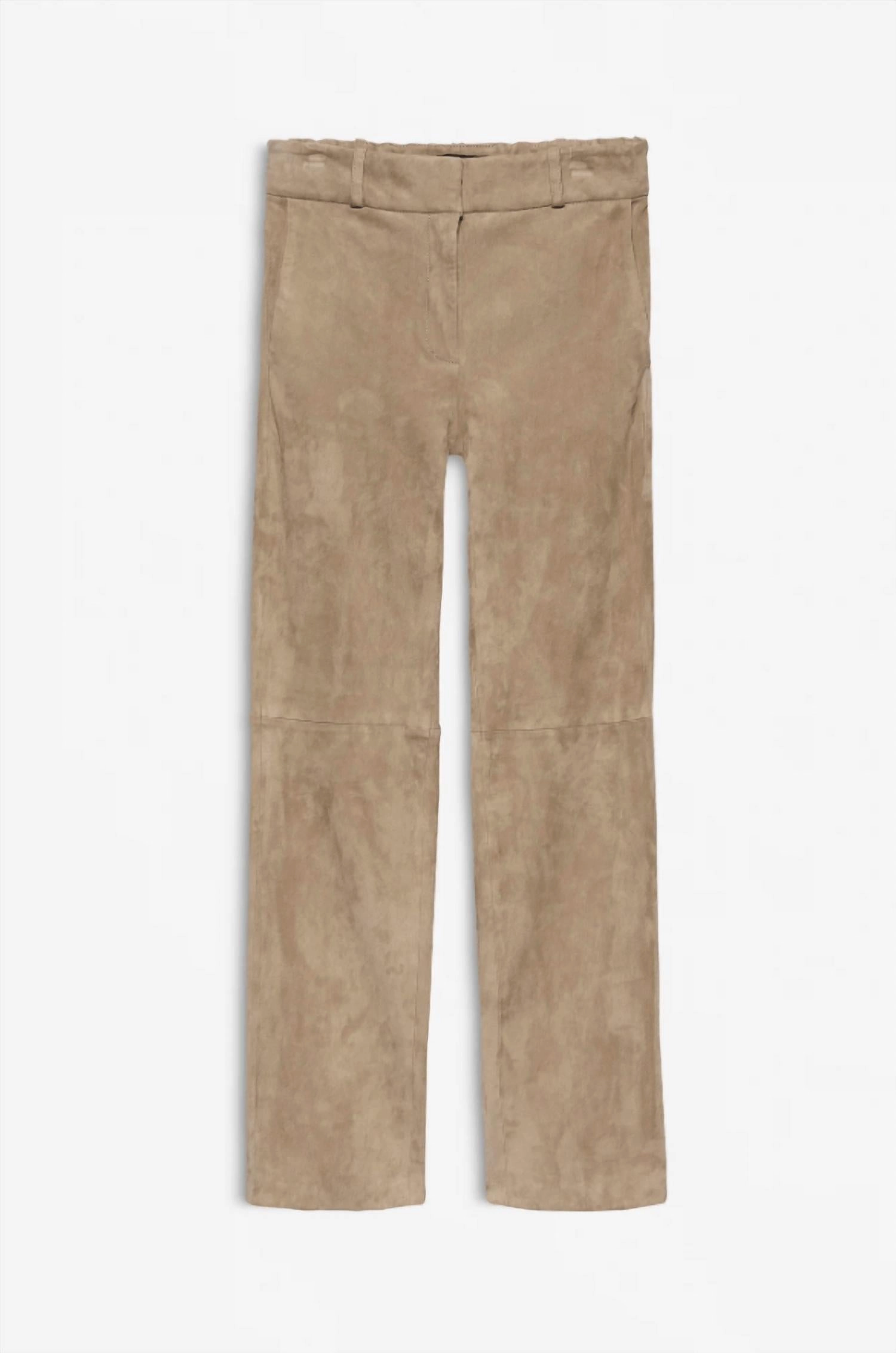 Jen Suede Slim Fit Pant In Grey Taupe