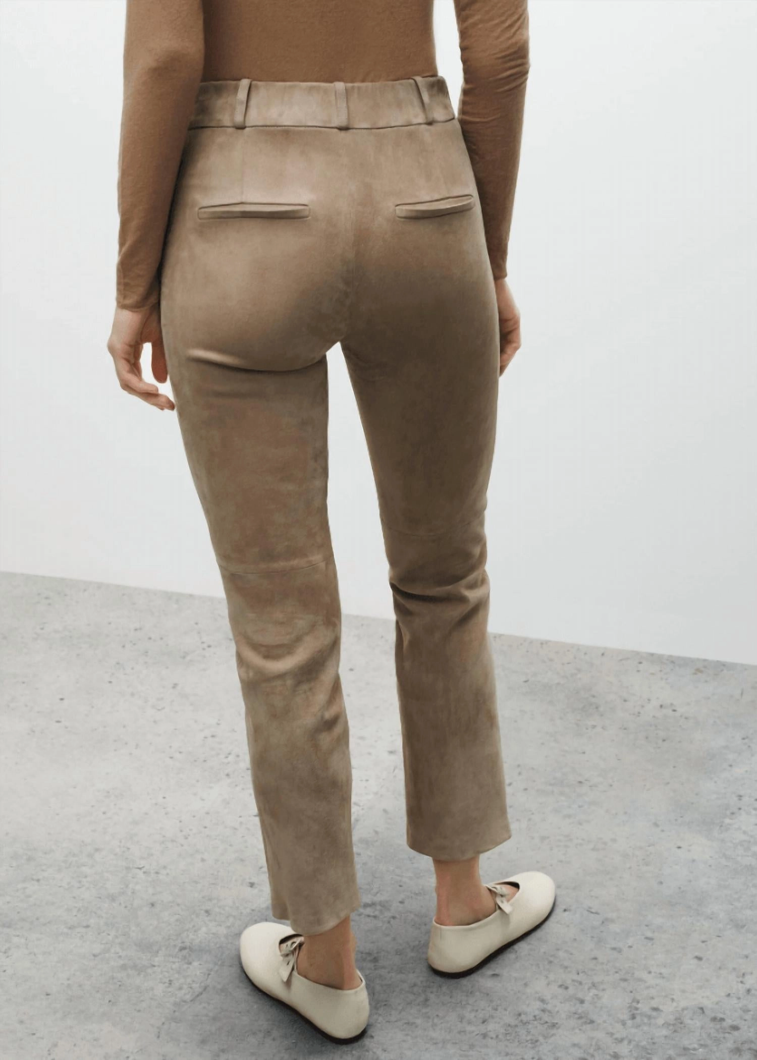 Jen Suede Slim Fit Pant In Grey Taupe
