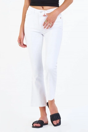 Jenna Cropped Flare Jeans In White womens gaucho pants sale
