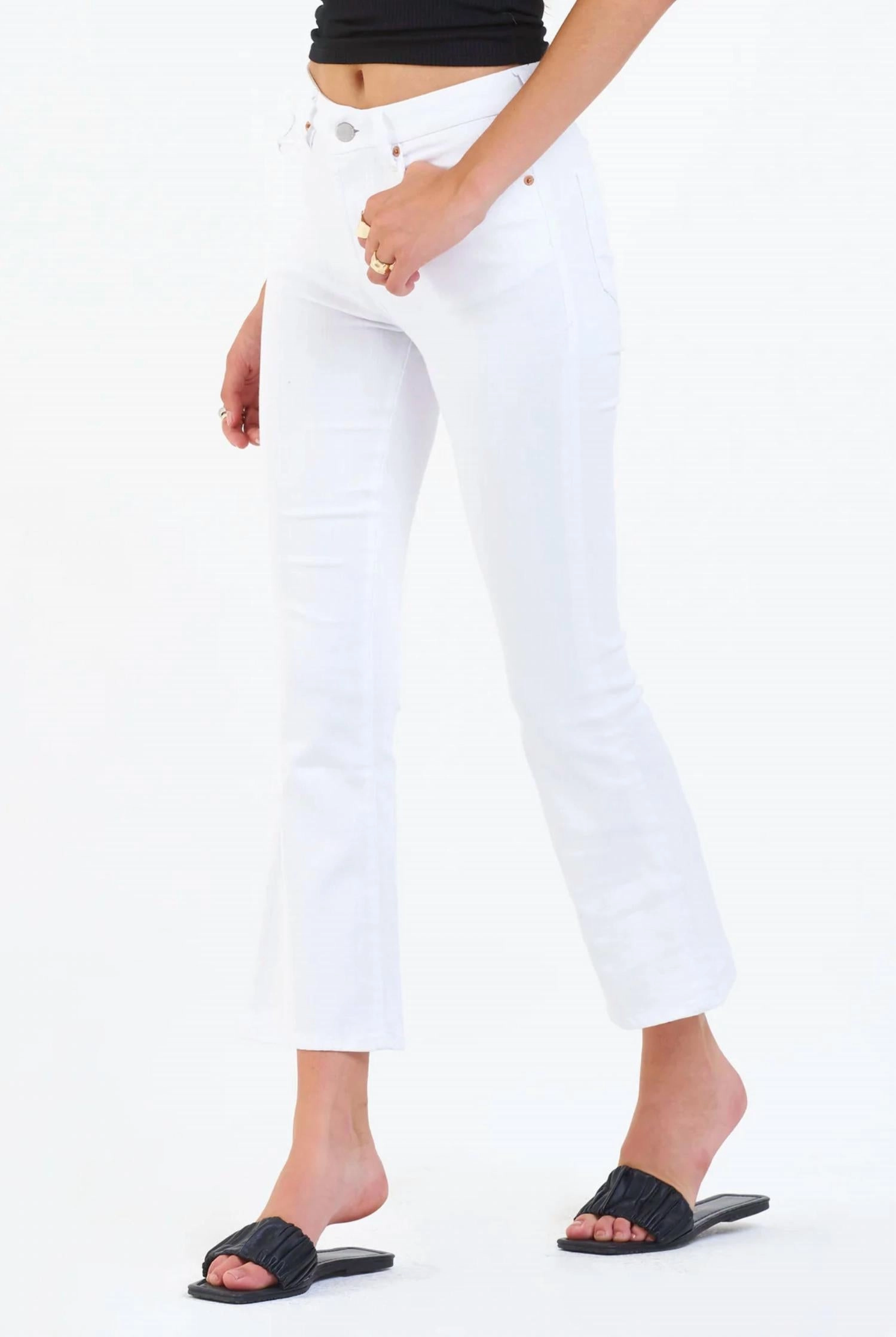Jenna Cropped Flare Jeans In White