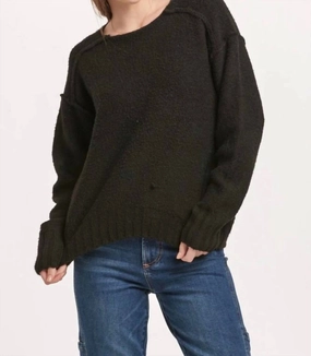 Jessica Exposed Seam Sweater In Black Tops Womens - sheer tops clearance