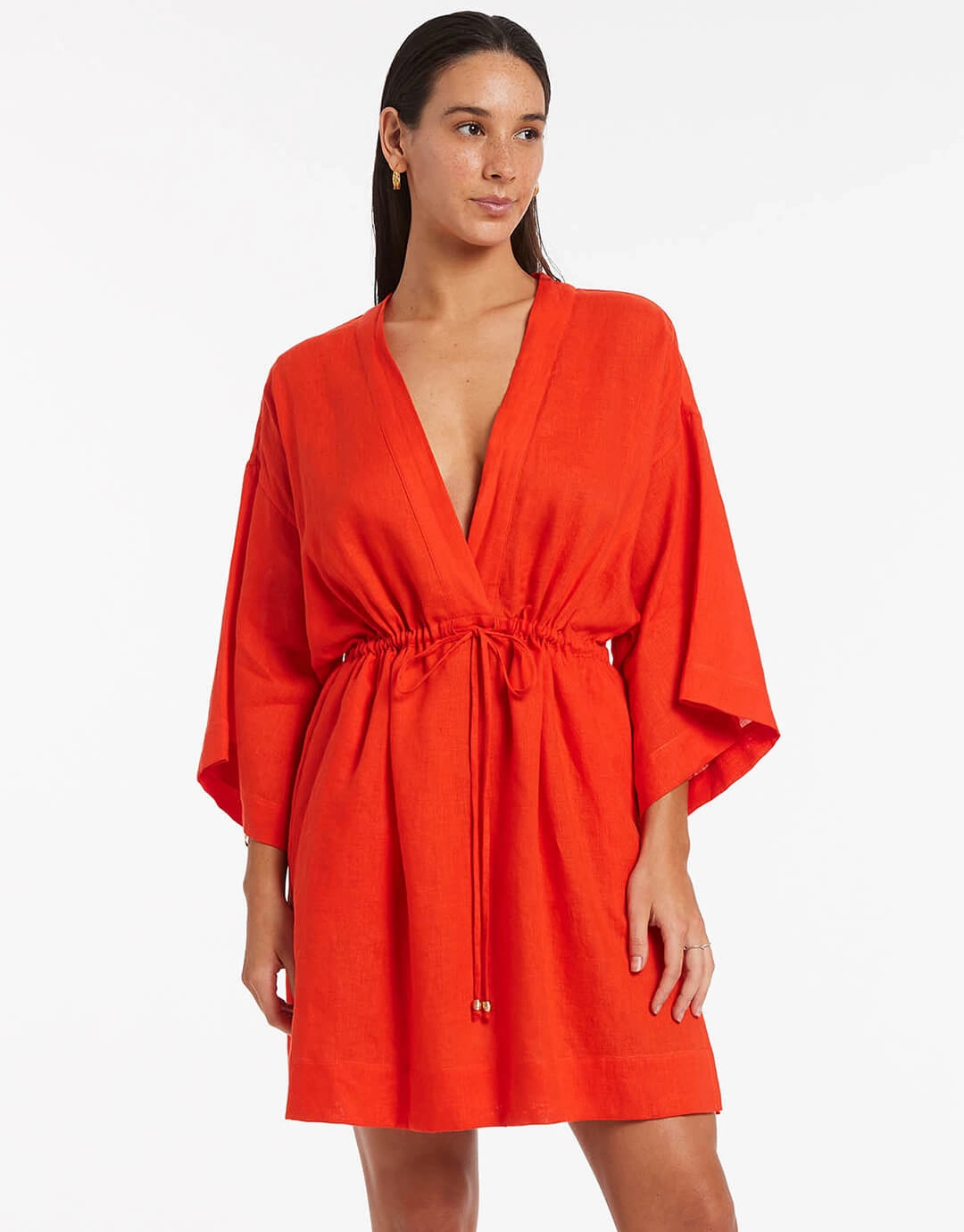 Jetset Gathered Front Kaftan - Fiamma Red Swim Womens - swimwear sale