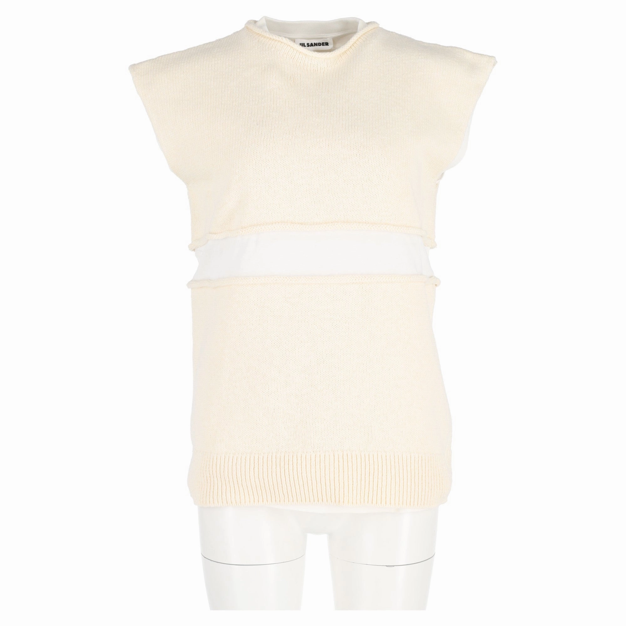 Jil Sander Knit Layered Sweater Vest in Yellow Wool