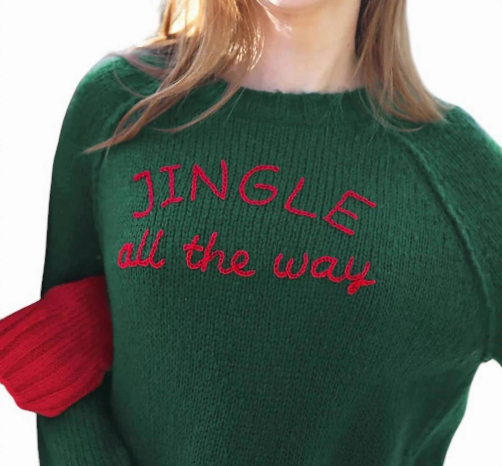 Jingle Raglan Sweater In Kale Green