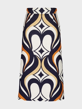 Jive Macro Print Cotton Midi Skirt womens slacks clearance