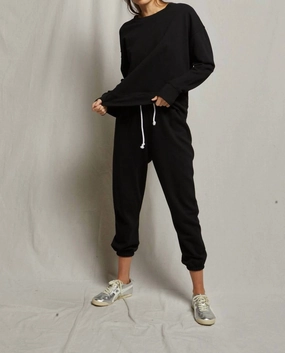 Johnny French Terry Easy Sweatpant In True Black womens palazzo pants deal