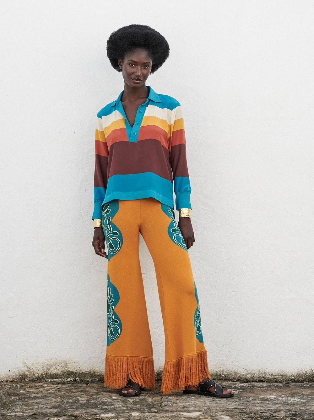 Jones Jacquard Pants with Fringes