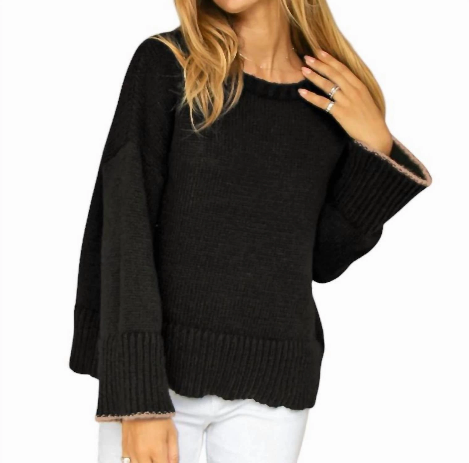 Jules Crew Chunky Sweater In Black