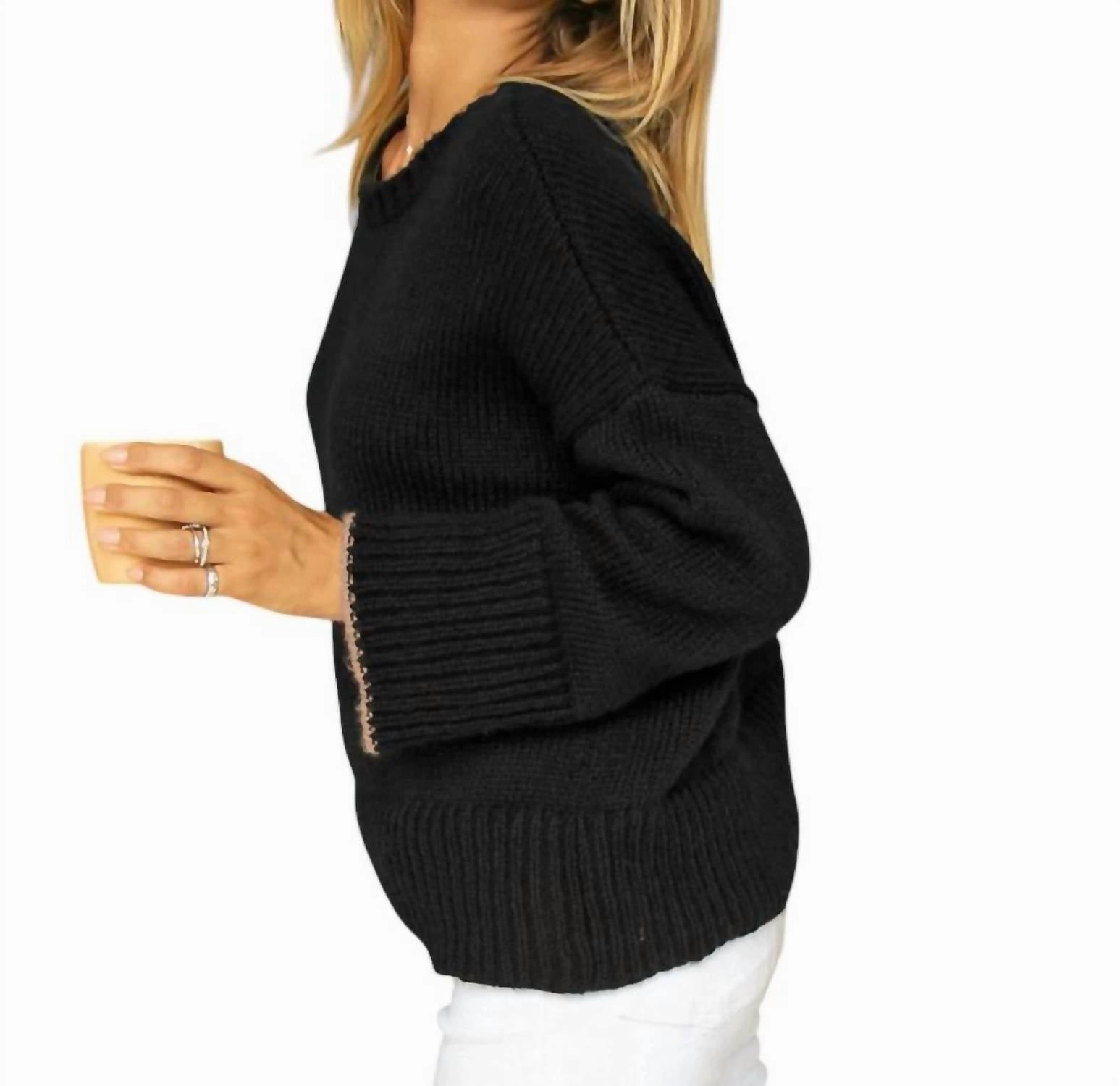 Jules Crew Chunky Sweater In Black