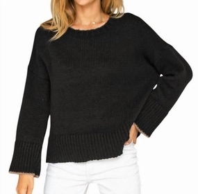 Jules Crew Chunky Sweater In Black Tops Womens - embroidered tops sale