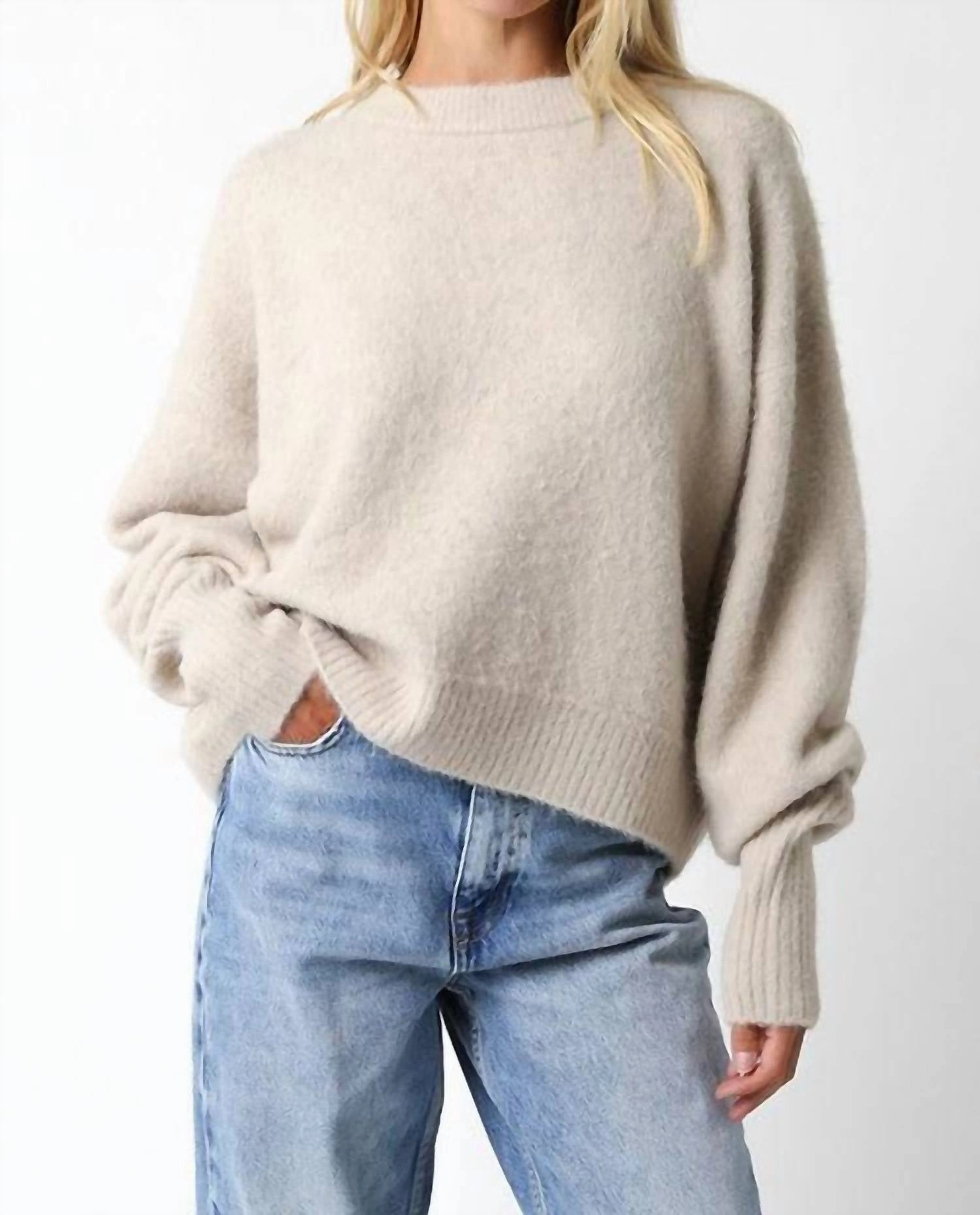 Juli Cozy Crew Neck Sweater In Oatmeal Tops Womens - high-neck blouses