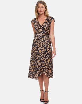 Jungle Queen Wrap Dress - Brown/Black Swim Womens - swimwear sale