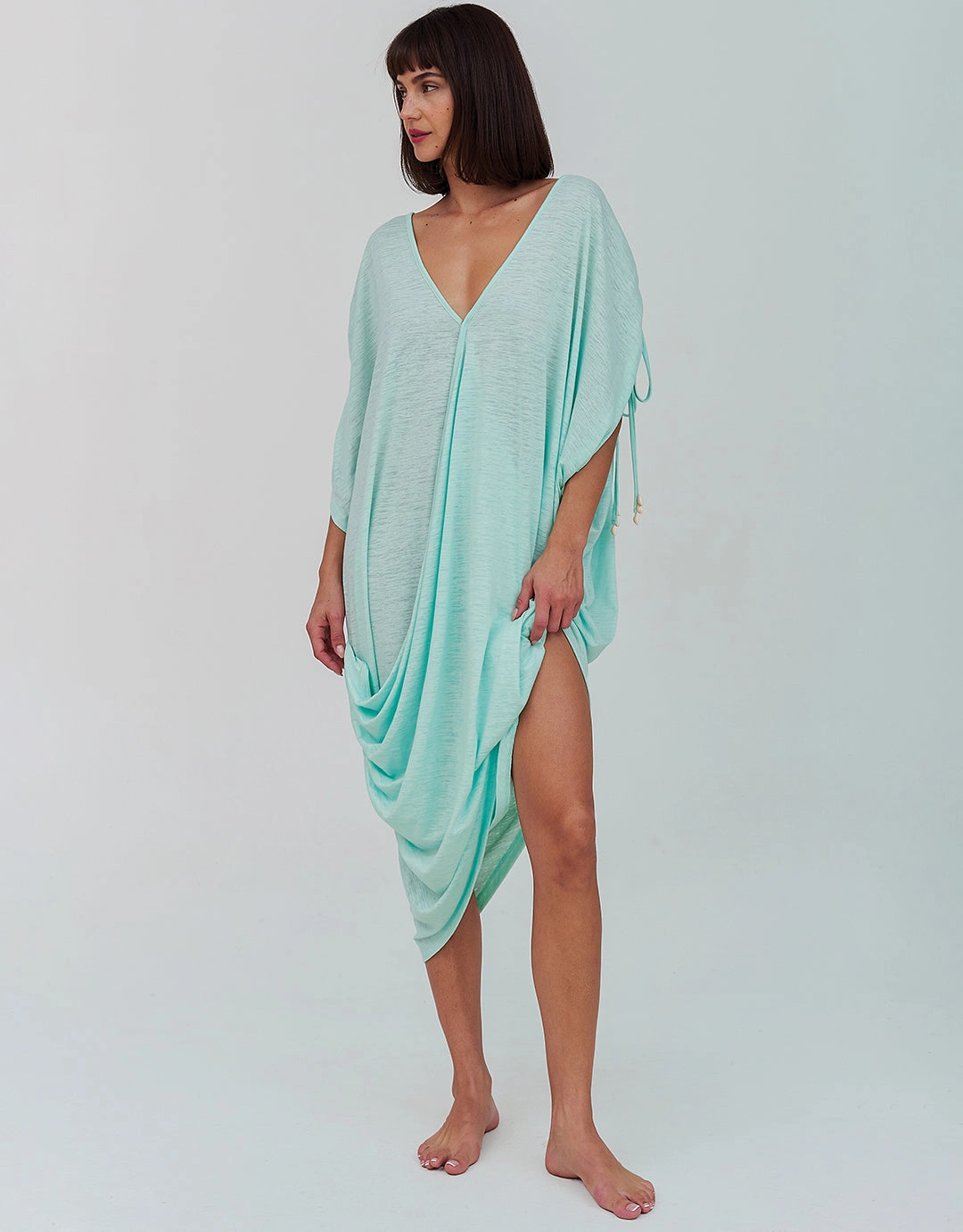 Juno Draped Dress - Aqua Swim Womens - bikinis clearance