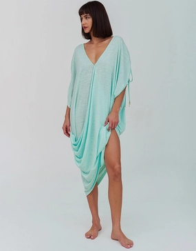 Juno Draped Dress - Aqua Swim Womens - bikinis clearance
