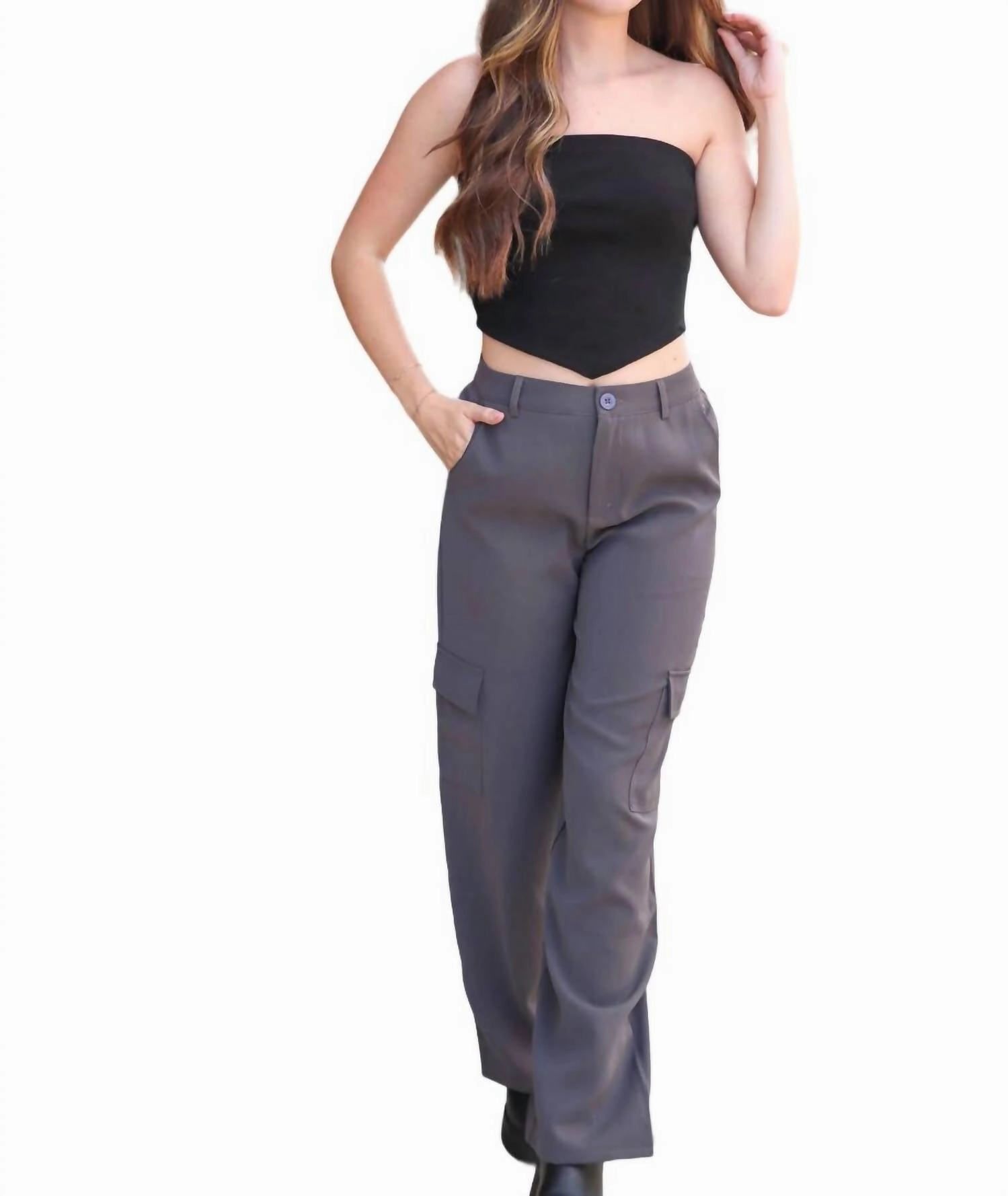 Just Getting Started Cargo Pants In Charcoal