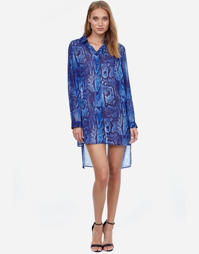 Kalahari High Low Beach Blouse - Blue Swim Womens - swimwear sale