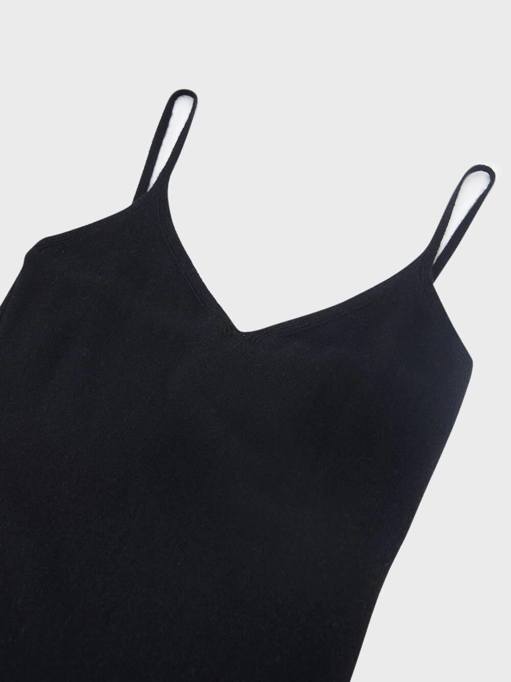 Kali Black Spaghetti Strap Cashmere Top