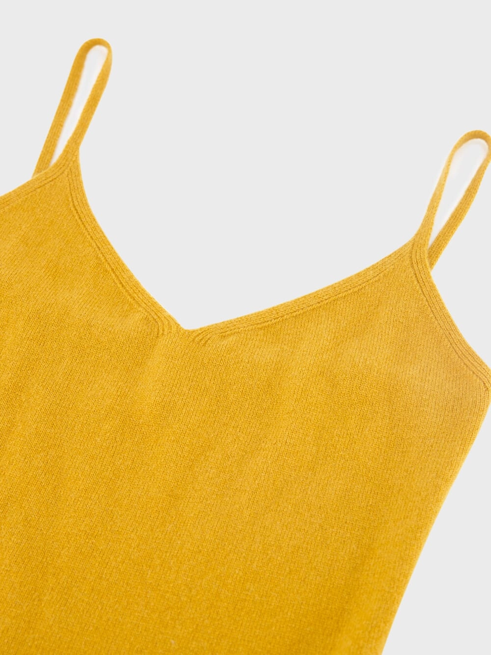 Kali Mustard Spaghetti Strap Cashmere Top