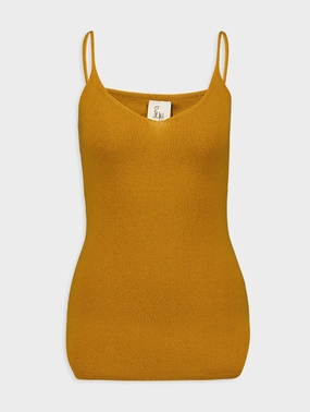 Kali Mustard Spaghetti Strap Cashmere Top Knitwear Womens - women's knitwear cheap