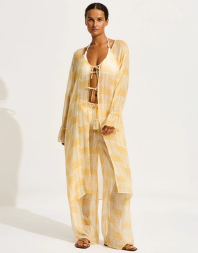 Kasbah Tie Front Cover Up - Ecru Swim Womens - bikinis clearance