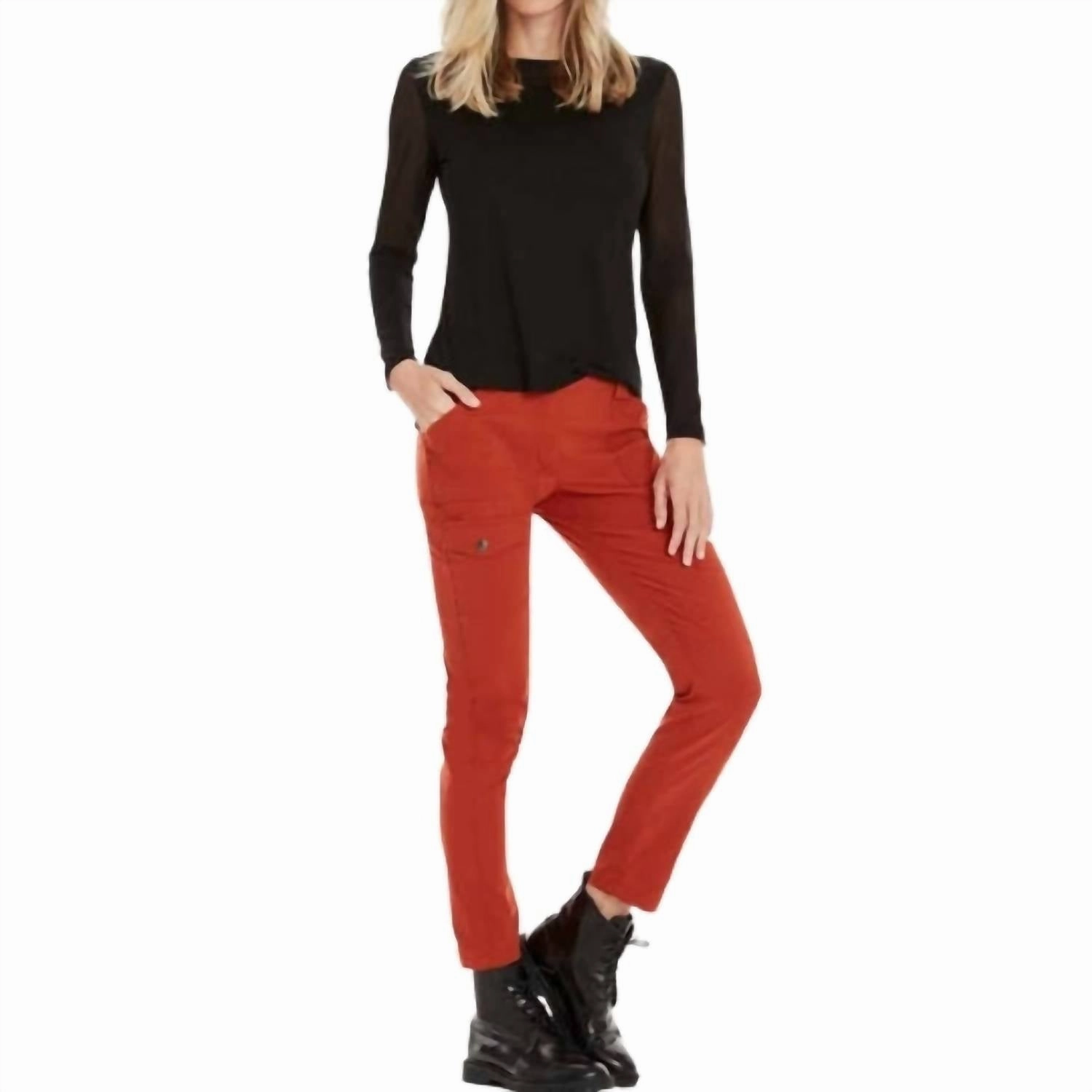 Kate Skinny Cargo Lightweight Pants In Rust