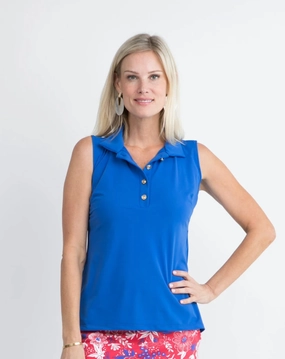 Katherine Way Cypress Polo - Royal womens blouses promo