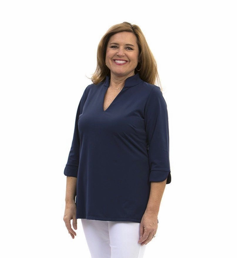 Katherine Way Largo Tunic - Navy womens blouses promo
