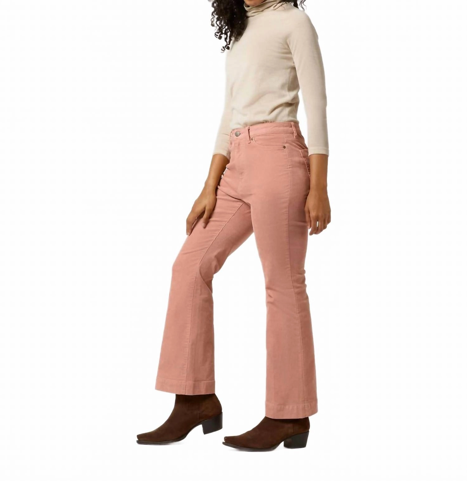 Kendall Flare 5 Pocket Jean In Rose Cord
