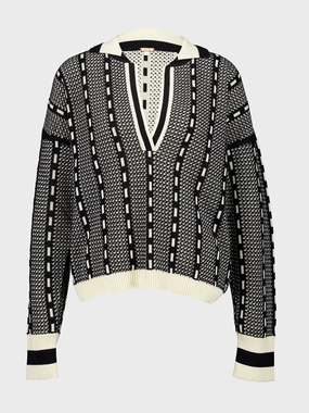 Kene Geometry Cotton Top Knitwear Womens - women's knitwear cheap