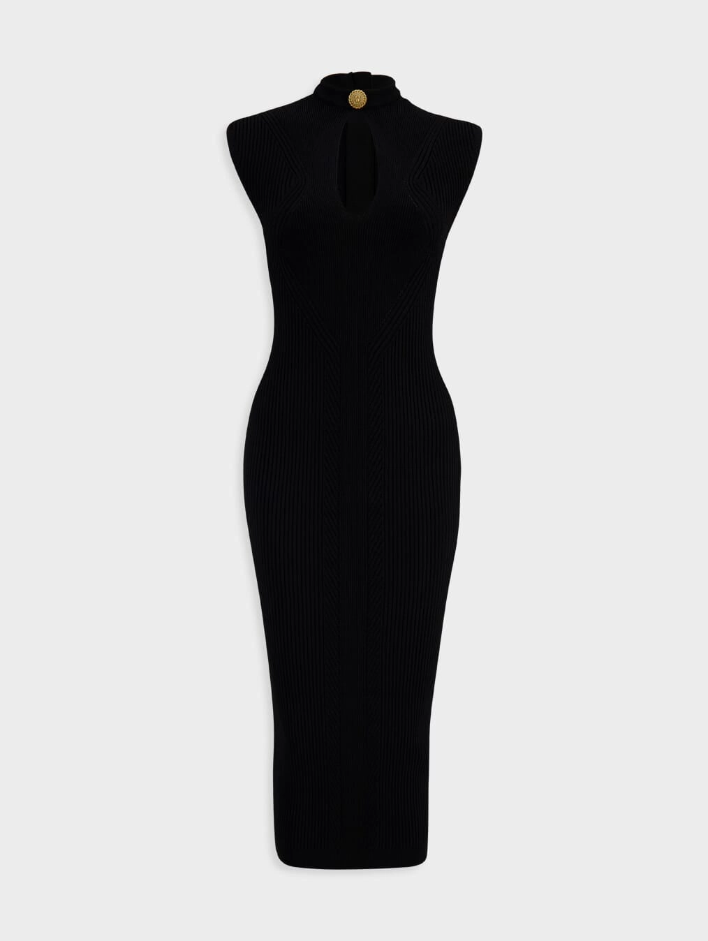 Keyhole-Neck Ribbed Knitted Midi Dress Knitwear Womens - women's knitwear cheap