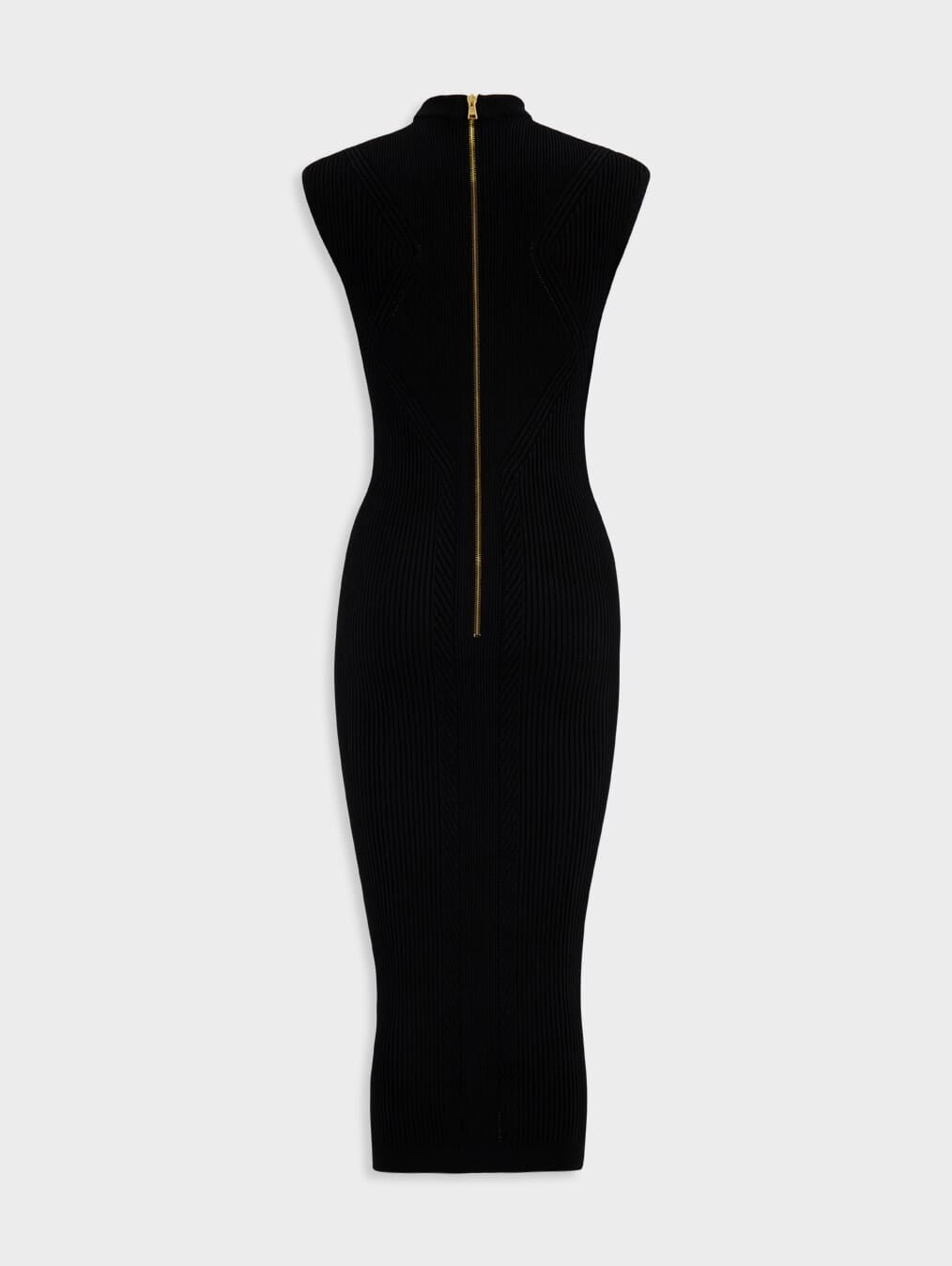 Keyhole-Neck Ribbed Knitted Midi Dress
