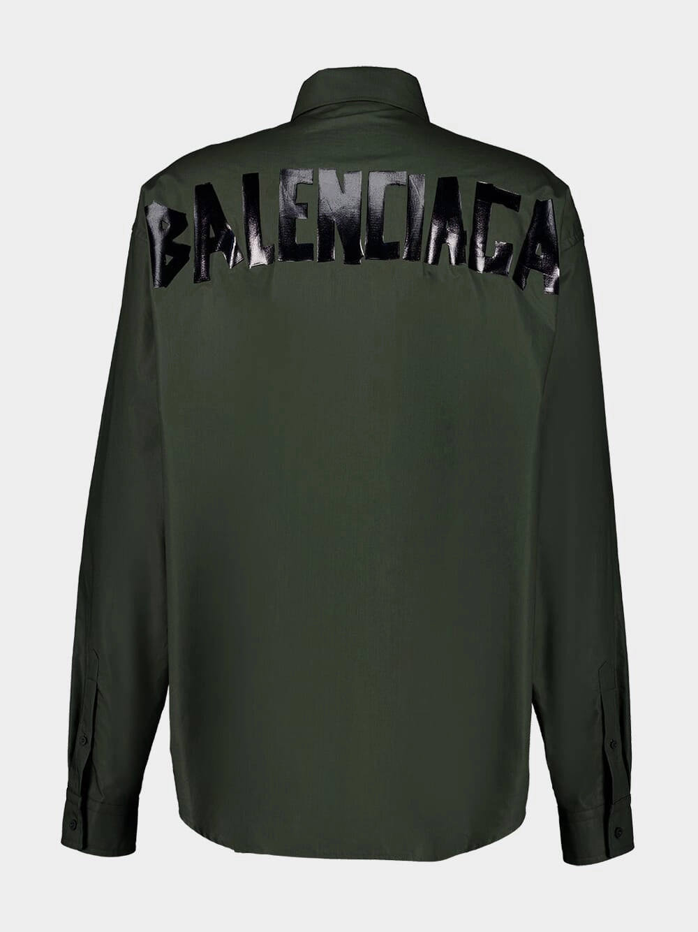 Khaki Green Logo Print Long Sleeve Shirt