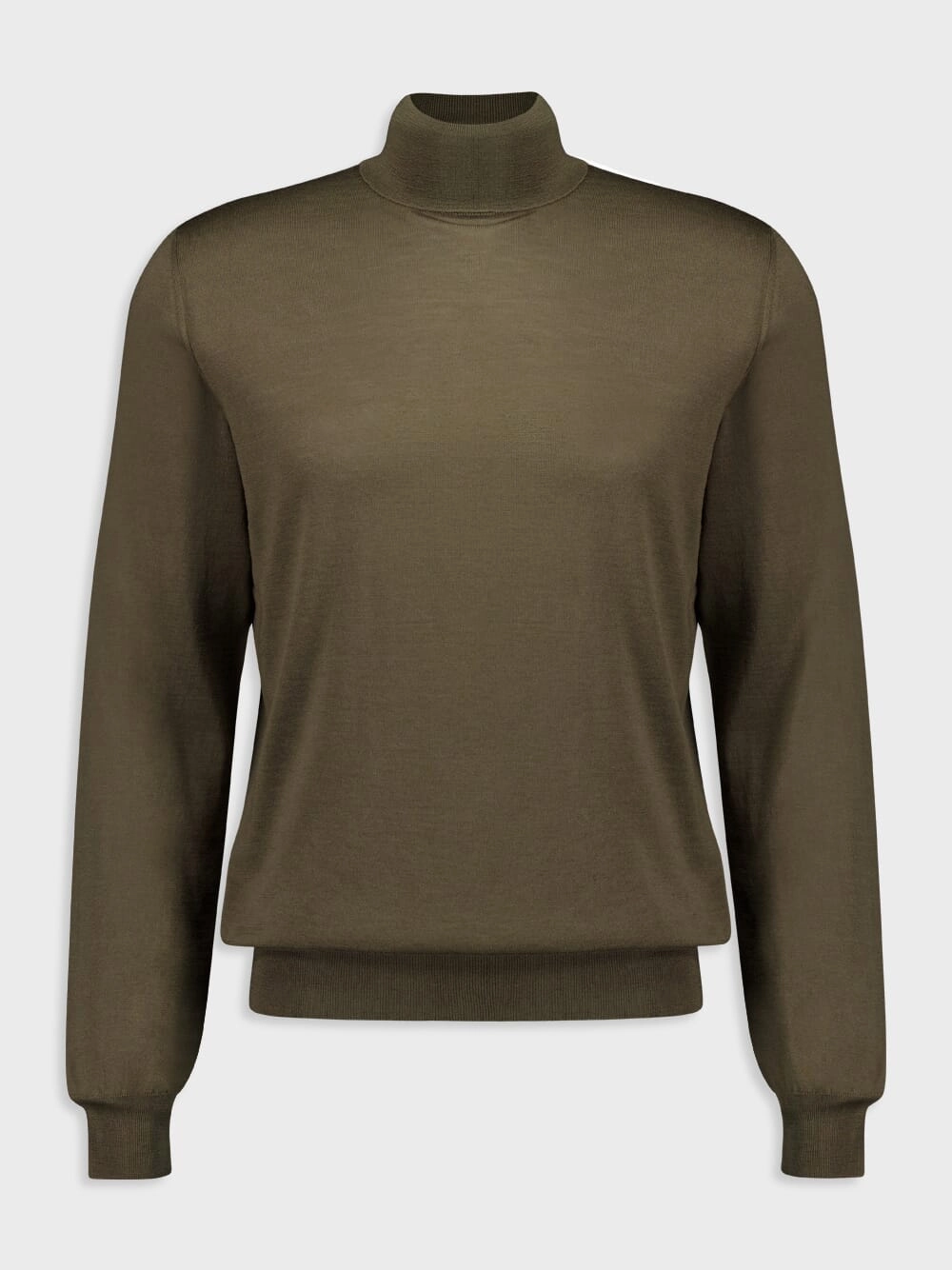 Khaki Green Virgin Wool Turtleneck Sweater Knitwear Mens - men's sweaters sale