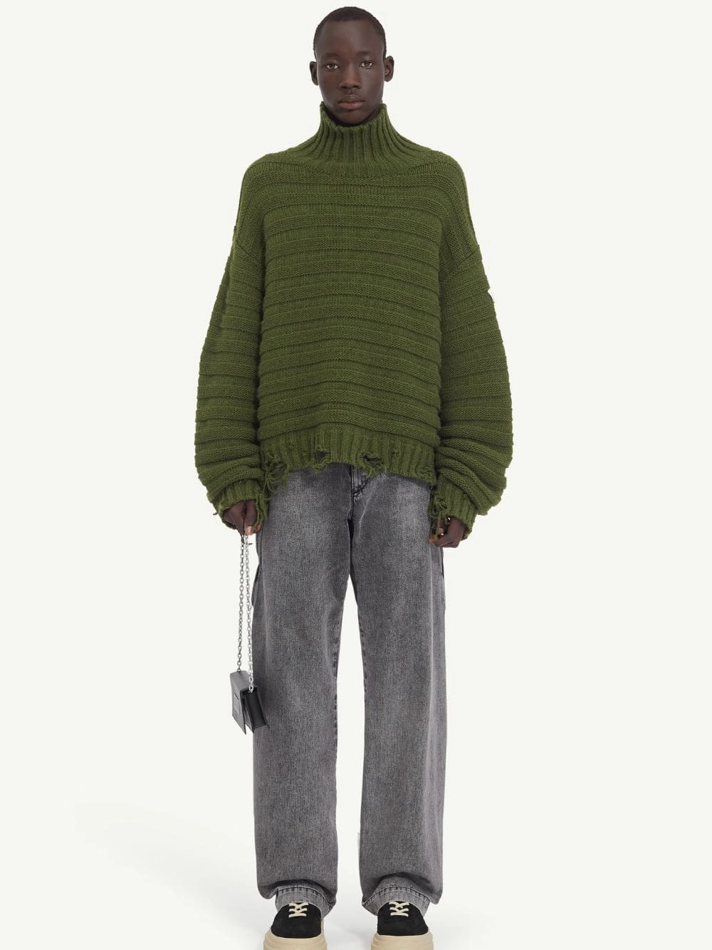 Khaki Wool Turtleneck Knitwear Mens - men's sweaters sale