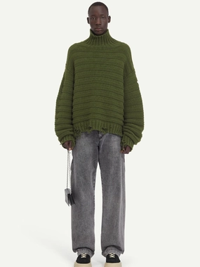 Khaki Wool Turtleneck Knitwear Mens - men's sweaters sale