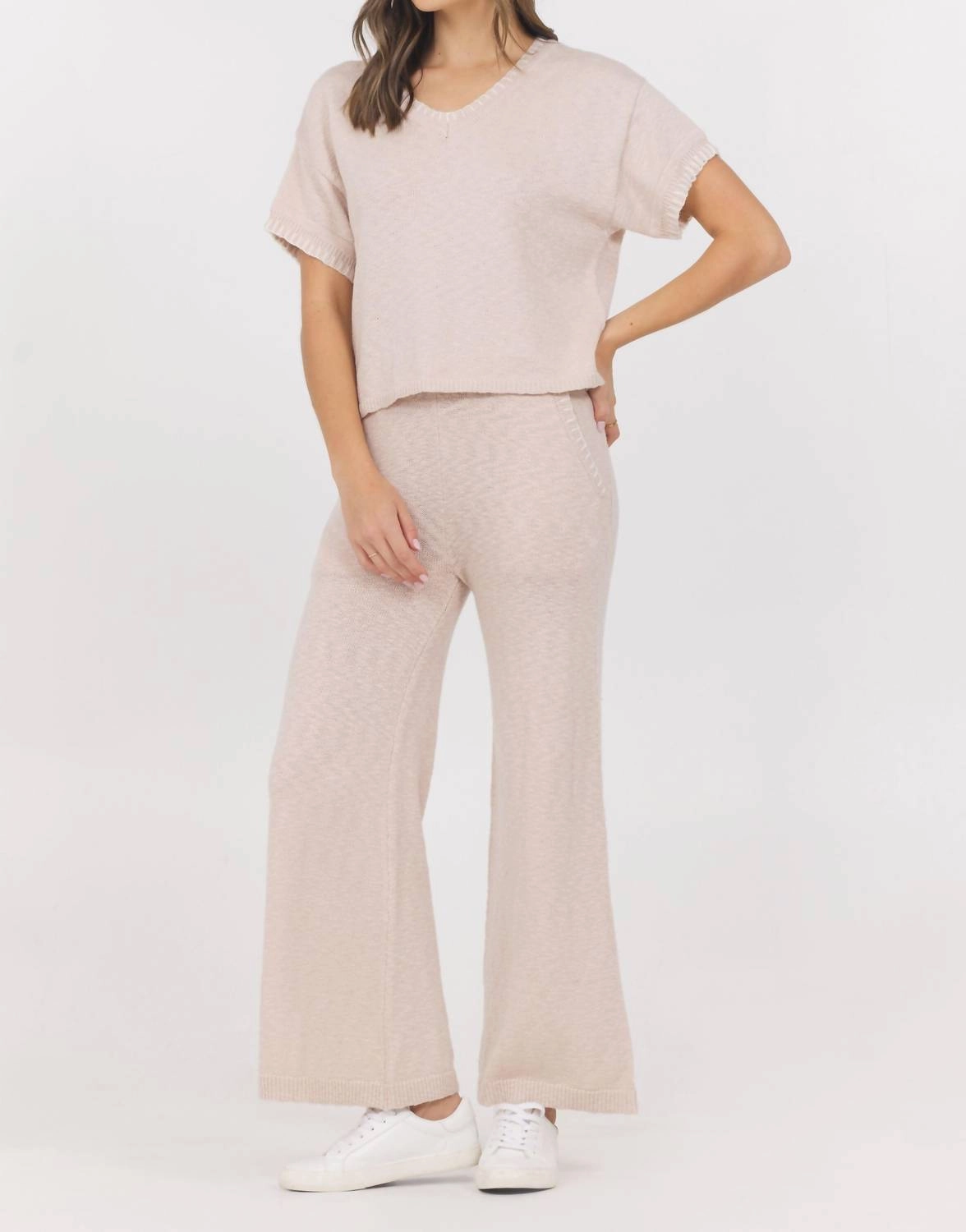 Knit Pant With Whip Stitch In Summer Sand womens sweatpants cheap