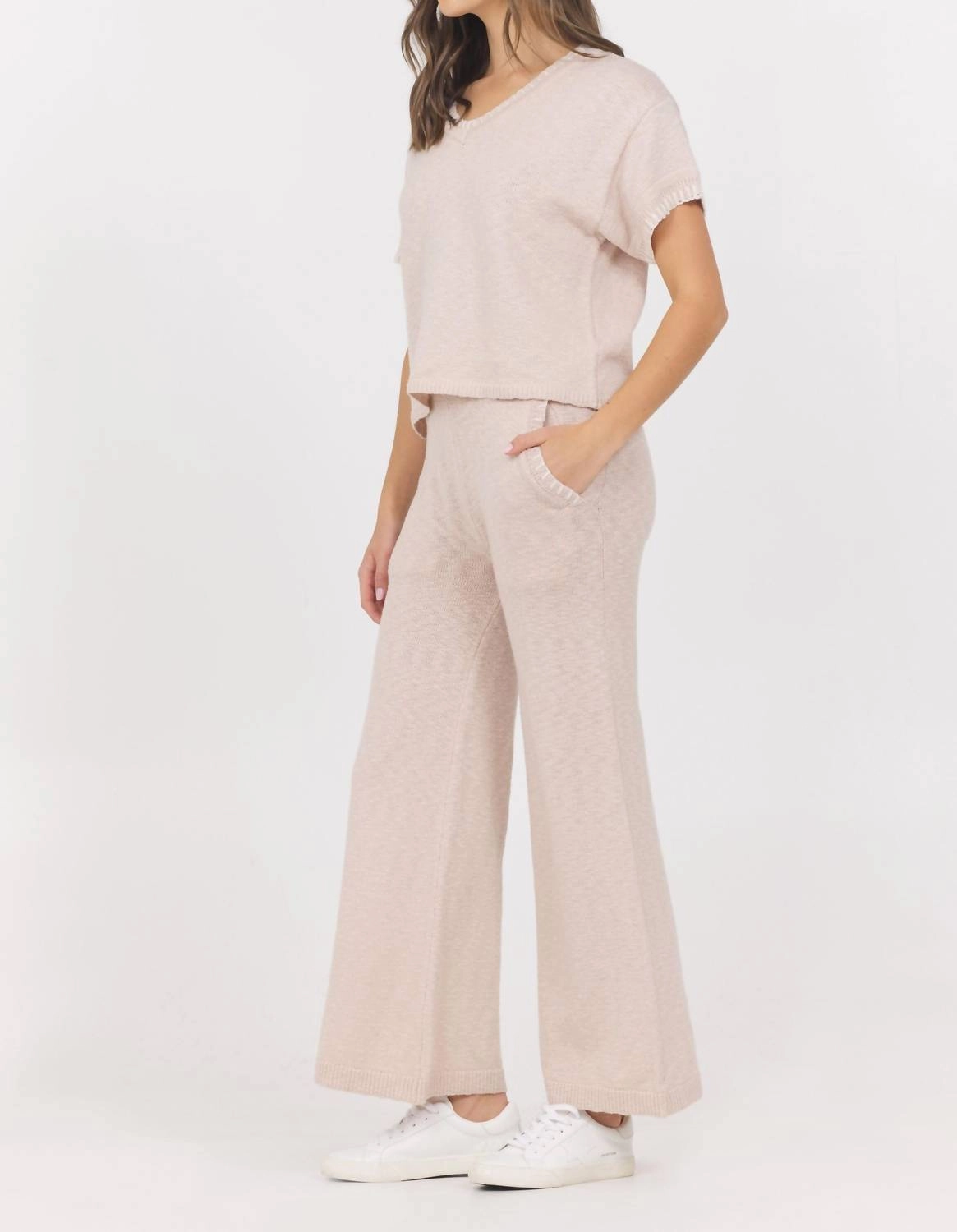Knit Pant With Whip Stitch In Summer Sand