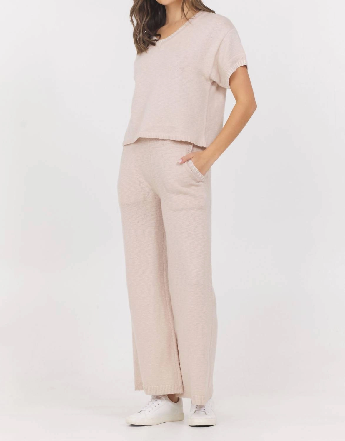 Knit Pant With Whip Stitch In Summer Sand