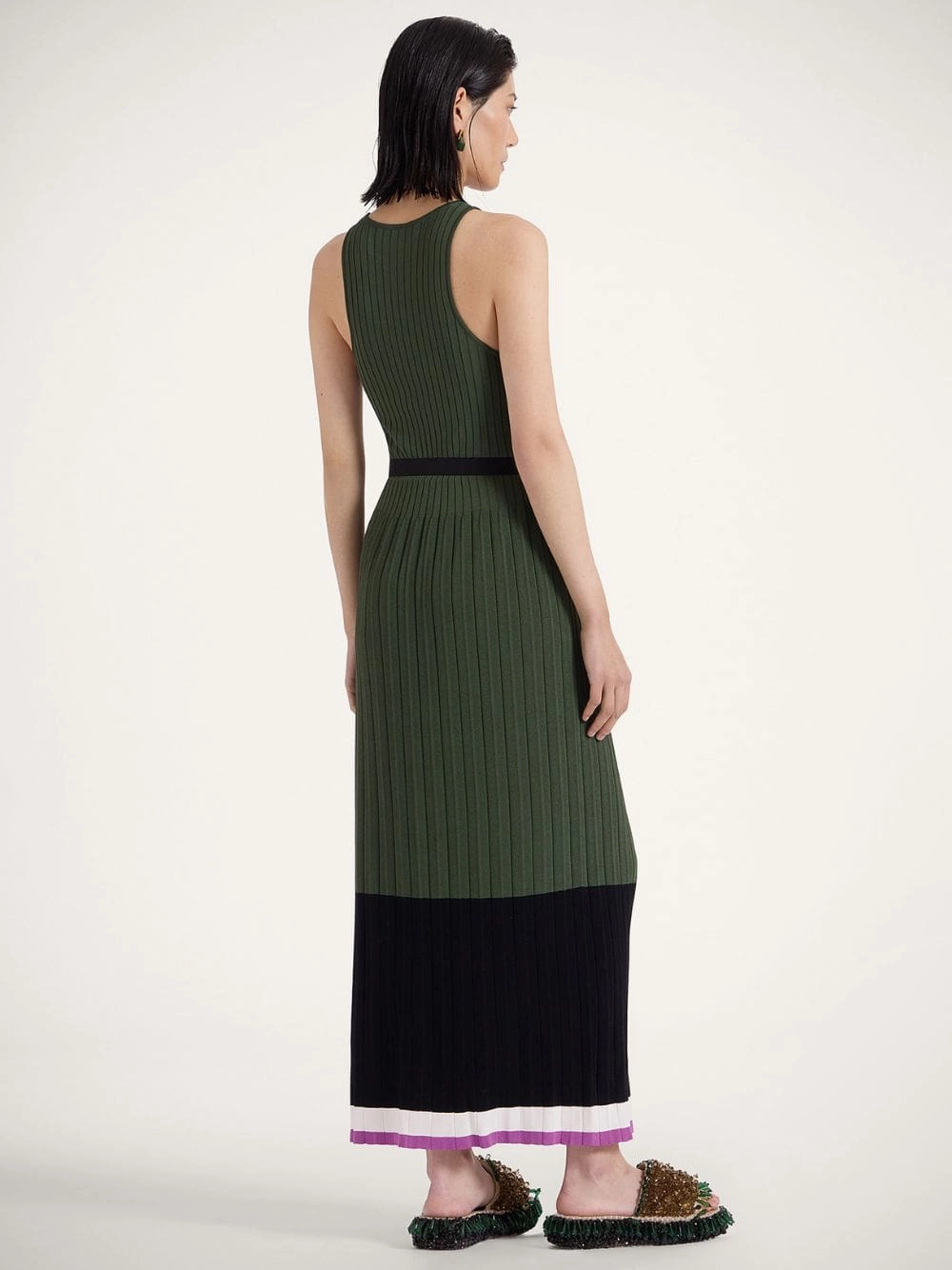 Knit Pliss Racer-Back Dress