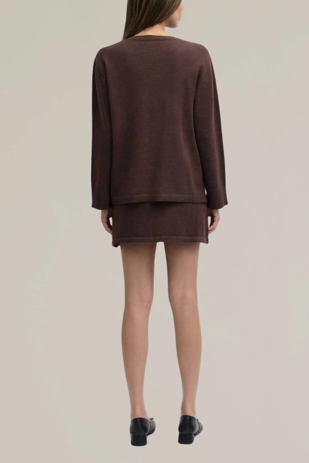Knit Sweater Tie Front Cardigan In Chestnut