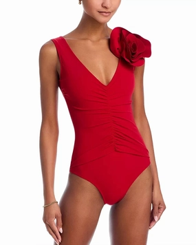 La Petite Robe Rosette One Piece In Scarlet Red Swim Womens - padded bikinis cheap